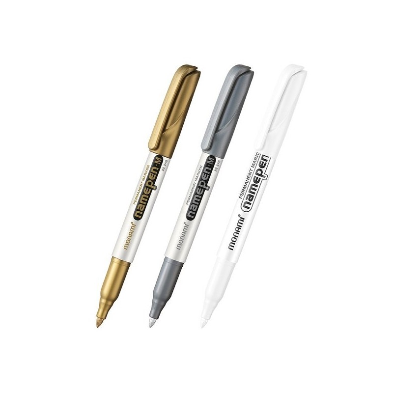 Monami Name Pen M Bold Writing 12-Piece Set Gold, Silver,