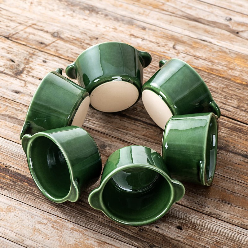Creme Brulee Ramekins Ceramic Bowls - VICRAYS Mini Custard Cups