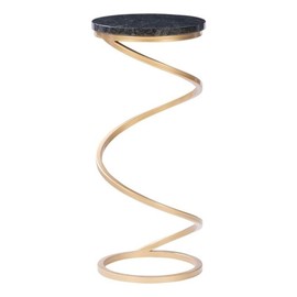Linon Atlee Spiral Metal and Granite Drink Table in Black and Gold