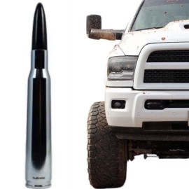 VMS CHROME BULLET ANTENNA WITH BLACK TIP FOR DODGE RAM FITS ALL SCREW ON ANTENNAS