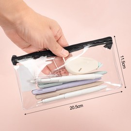 Kunoli Clear Pencil Case for Exams, 10pcs Transparent Pencil Case Pencil Pouch, See Through Pencil Case for Exams, Clear Plastic Pencil Case with Zipper for School Office Travel