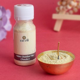 SATVIK Set of 2 White Chandan Tikka Powder - Sacred Sandalwood Tilak for Pooja, Hawan, Mandir & Rituals | 50g (25g x 2) Pack | Pure Safed Chandan Powder for Prosperity & Auspicious Ceremonies
