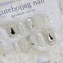 Wedding Pixie Handmade Nail Tips - Oval L / 웨딩 픽시 수제네일팁 - 오벌L