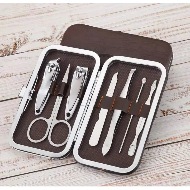 Gneric 2 Kit Portátil Manicura Tijeras Corta Uñas Aluminio Viaje7pz