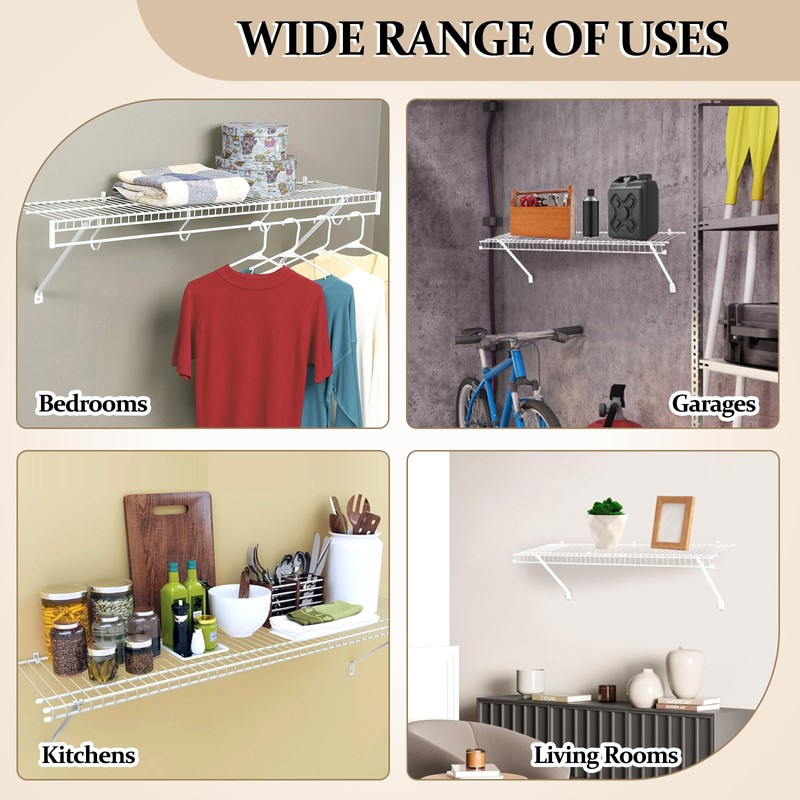 3-Pack 12-Inch Support Brackets for Wire Shelving Wire Shelf Brackets