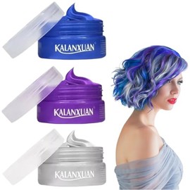 Set 3pcs Cera para Peinar Cabello Cambio Color Temporal Kalanxuan Hair Wax Cera de Cabello con Color Artificial Temporal Disfraz Cosplay tinte en crem