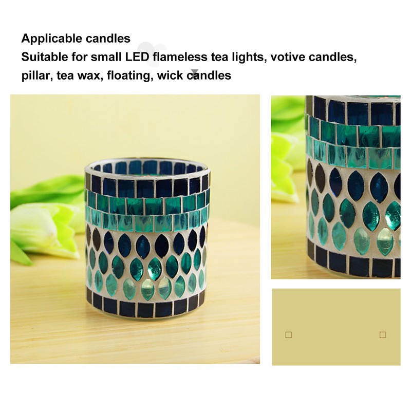 Mosaic Votive Candle Holder Handcrafted Glass Tea Light Holder for