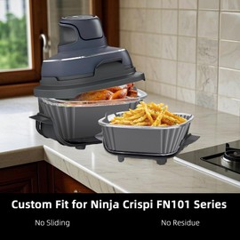 2Pcs Silicone Air Fryer Liners for Ninja Crispi FN101GY/FN101SG/FN101ST,Large for 4-QT & Small for 6-Cups Container,Reusable,Non-Stick,4-in-1 Portable Glass Air Fryer Cooking System Accessories
