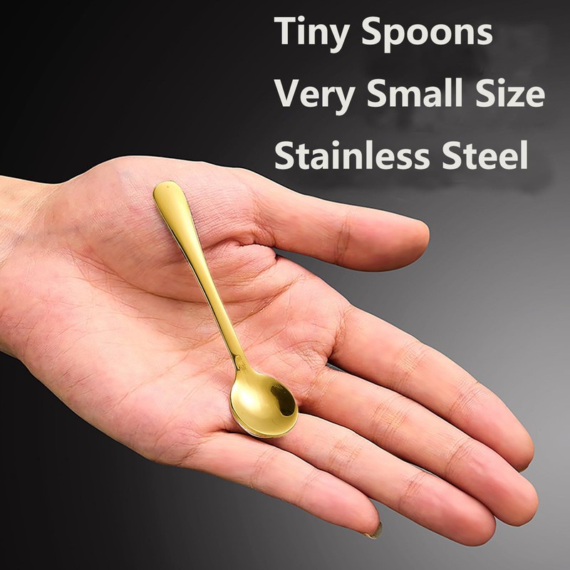 8 PCS Tiny Stainless Steel Spoons for Spices Jars, Mini