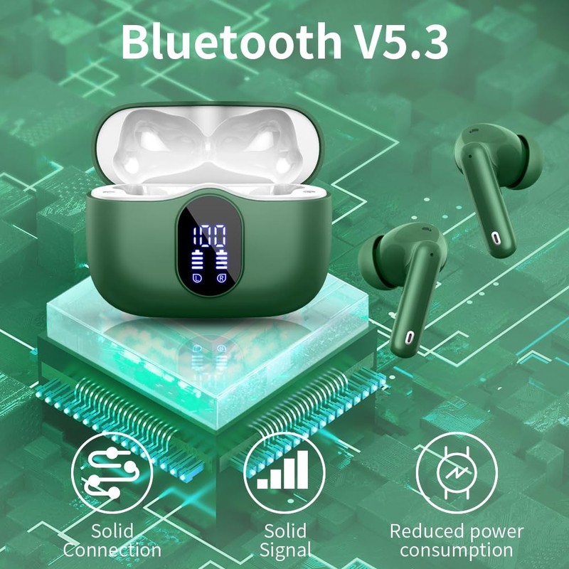 Wireless Earbuds, Bluetooth 5.3 Headphones In Ear with 4 ENC