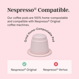 Grind Decaf House Blend Pack – Home Compostable Coffee Pods from London - Capsules Compatible with Nespresso® Original Machines - 60 count (6 boxes of 10 Coffee Pods)