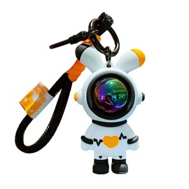 BONICI Men Women Cool Creative Astronaut Heart Love Rabbit Pendant Keychain Bunny Key-Chains Keyring Gift Pendant for Handbag Tote Purse Backpack Bag Decoration Car Key Wrist Strap -Black