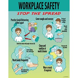Workplace Safety, Precautions and Awareness Poster for Public Safety, 22"X28", Made in the USA