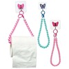 2 Set Beaded Tissue Roll Holder with Butterfly Wall Hook,Pink