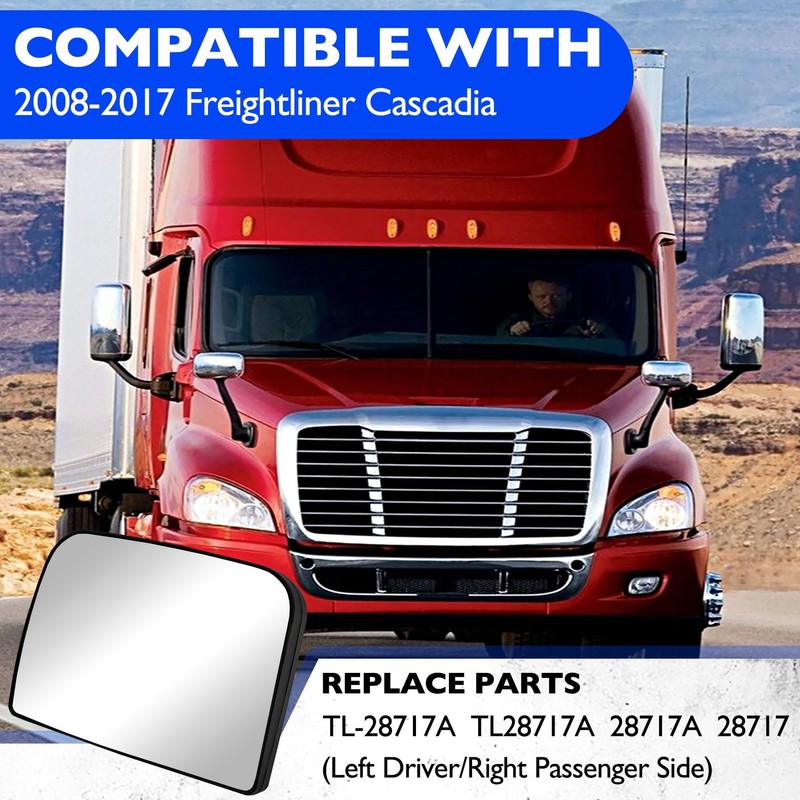 Heated Lower Convex Mirror Glass Compatible with 2008-2017 Freightliner Cascadia