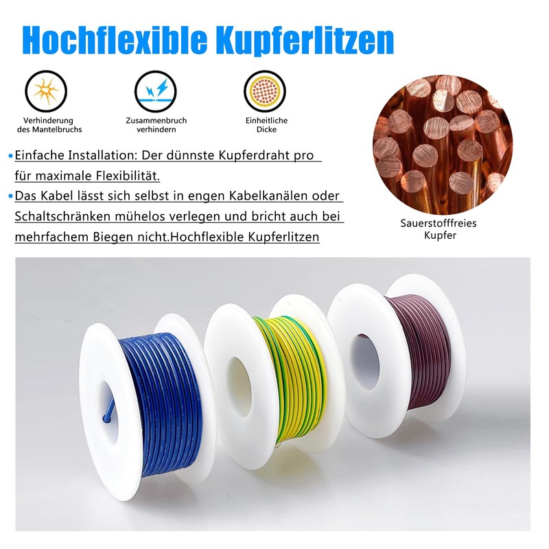 H07V-K Installation Cable Set 1.5 mm², 3 Colours Electrical Installation