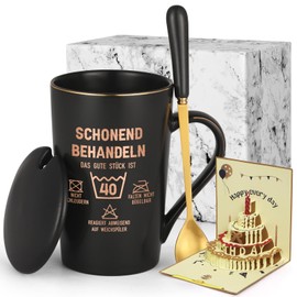 Joymaking 40. Geburtstag Geschenke für Frauen Kaffee Tasse Geburtstagsgeschenke mit Spruch Schonend behandeln Das gute Stück ist 40, Lustige Geschenkidee Geburtstag zum 40. Frauen, 400ml Schwarz