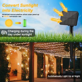 Gcstnn Solar Lichterkette Au?en,Gcstnn 1Stck 10M 100 LED KupferDraht ,Speicher mit 8 Modi IP65 Wasserdicht Deko fr Garten,B?ume,Balkon,Terrasse,Tor,Hof,Weihnachten(Warmwei?)