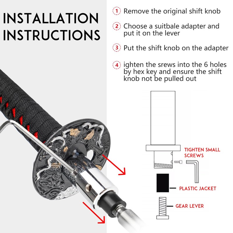 HTRACING Katana Gear Shift Knob Samurai Sword Shifter Knob Universal