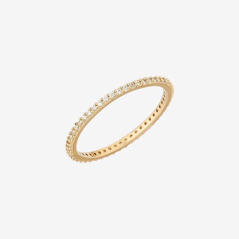 Gold&Dear 14KGP Simple Slim Cubic Ring White Cubic-Yellow Gold S-9