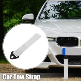 X AUTOHAUX 2 Set Front Bumper Car Tow Strap Trim Trailer Belt Silver Tone