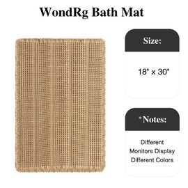 PureCozy Upgraded Waffle Bath Mats for Bathroom, Super Absorbent Non Slip Bathroom Rugs, Indoor Kitchen Washable Door Mat, Ultra Soft Quick Dry Bath Rug for Laundry Room, Brown, 18"x30"