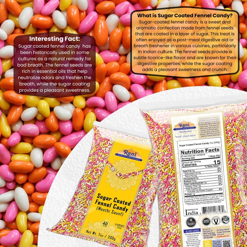 Rani Sugar Coated Fennel Candy 7oz (200g) ~ Indian After