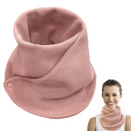 OULIGET Double Buttons Warmer Neck,Warmer Winter Polar Fleece Neck Gaiters,Solid Color Scarves for Skiing Cycling (Pink)