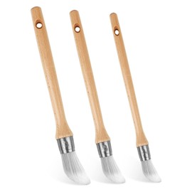 Pack of 3 Round Paint Brushes, Pointed Fine Paint Brush, Window Frame, Paint Brush, Nylon Brush, Stainless Steel Bow, Ring Brush for Windows and Doors, Profiles with Oil and Water Based Paints