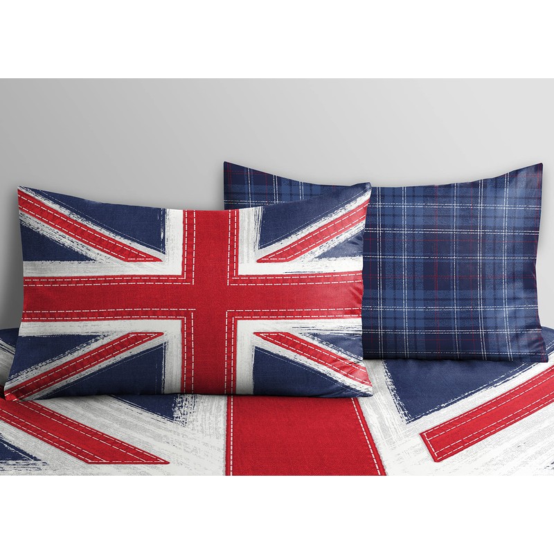 Home Republic Union Jack Reversible Checkered England Flag Bedding Duvet