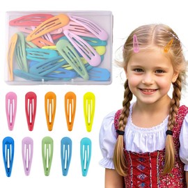 Pack of 30 Girls' Hair Clips, 4.8 cm Hair Clips, Children's Hair Clip with Box, Snap Hair Clips, Girls Hair Clip (Colourful)