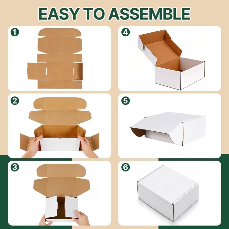 Ovlospa 20 Pack 12x9x4 Inch White Shipping Boxes, Corrugated Cardboard