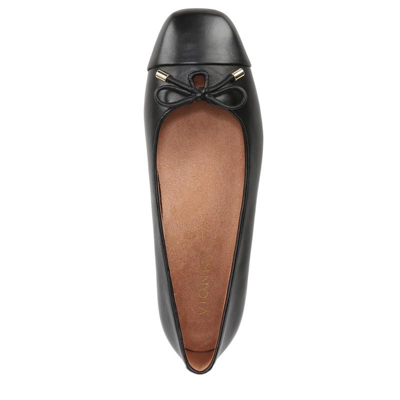 Vionic Women's Klara Ballet Flat, Black Leather, 9.5