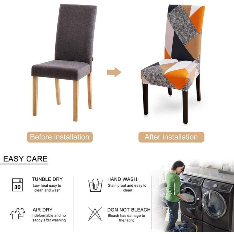 Chair Covers, Set of 4/6 Elastic Modern Protector Chair Covers,
