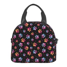 Dog Paw Prints Lunch Bag Cute Dogs Animal Footprint Reusable Insulated Lunch Tote Bag Lunchbox Container With Adjustable Shoulder Strap For Office Work School Picnic Travel