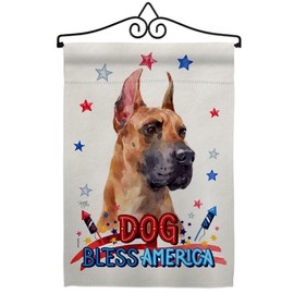 Breeze Decor Patriotic Fawn Dane Garden Flag Set Wall Hanger Dog Puppy Spoiled Paw Canine Fur Pet Nature Farm Animal Creature House Banner Small Yard Gift Double-Sided, Made in USA