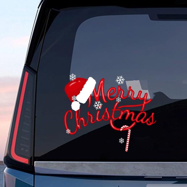 Leniutor 2PCS Christmas Window Clings, Double-Sided Merry Christmas Window Stickers