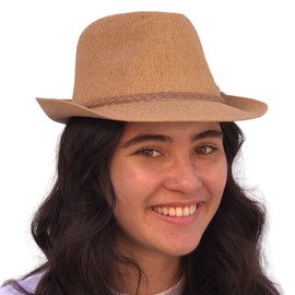 SILVERFEVER Fedora Hat with Feathers Gatsby Holiday Octoberfast Bavarian Alpine Trlbe Dress Up Hats (CAMEL)