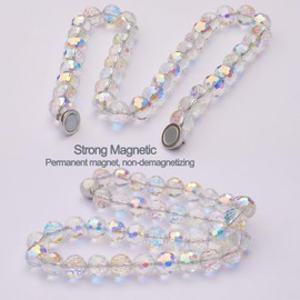 PEDOBO Magnetic Curtain Tiebacks, Faceted Disco Crystal Glass Beaded Curtain Tiebacks Drapery Shower Sheer Curtain Holdbacks Boho Farmhouse Home Decor (AB)