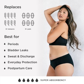 Saalt Comfort Modal Brief Period Underwear - Super Absorbency - Replaces 6 Pads or 8 Tampons (Large, Olive Grove)