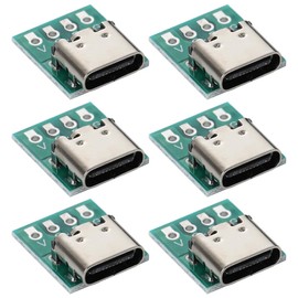 Greluma 6PCS 16 Pin Type-C Male to 2.54mm PCB Adapter USB C to DIP 4 Pin for Charging and Data Transfer
