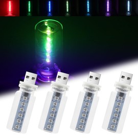 NHHEO 14 in 1 Modes Car USB Night Light, 7 Colors Touch Adjustment LED Interior Night Lighting Plug in USB Mini Ambient Lamps for Car, Camping, Holiday Decoration, Bedroom, Party(4Pcs)