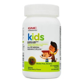 GNC Milestones Kids Multivitamin 60 Tabletas Masticables 🍇 Sabor Moras – Vitaminas para Niños
