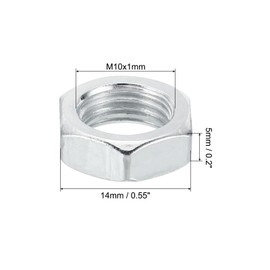 PATIKIL M10 x 1.0 Steel Hex Nuts 60 Pack Metric Thread Galvanised Fittings Nuts Screw Bolts Fixing Parts for Lamps Machine Repair 5 mm Height