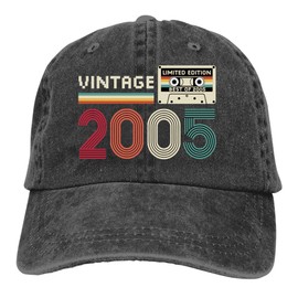 20th Birthday Decorations for Women Men, 20th Birthday Party Hat, Limited 2005 Edition Baseball Cap, 20 Birthday Gifts for Daughter Son Brother Black