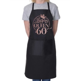 Print4U Birthday Queen 60 Ladies Apron 60th Birthday Gift Cooking Baking Black