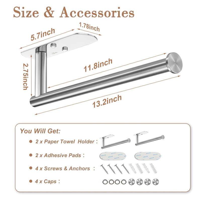 Paper Towel Holder Under Cabinet - Bjiotun Adhesive Paper Towel