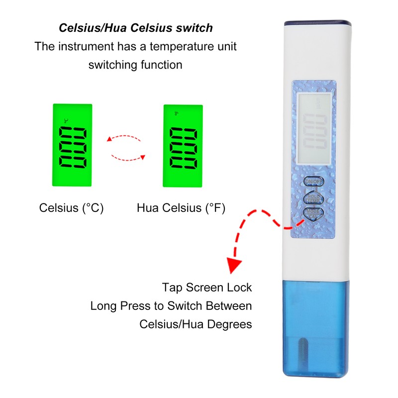 4 in 1 Water Tester PH Meter TDS Meter Clear