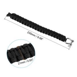 PATIKIL Survival Paracord Bracelets, 2 Pack Braided Bracelet with O-Shaped Stainless Steel Buckle Party Favors Camping Gifts Outdoor Wraps for Men, Black