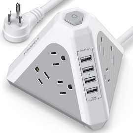 NVEESHOX Multicontacto, Regleta Multicontacto con 9 Salidas CA y 4 USB, Regleta de 2M, Extension Electrica con Protector de Sobretensión para Casa, Oficina, Dorm
